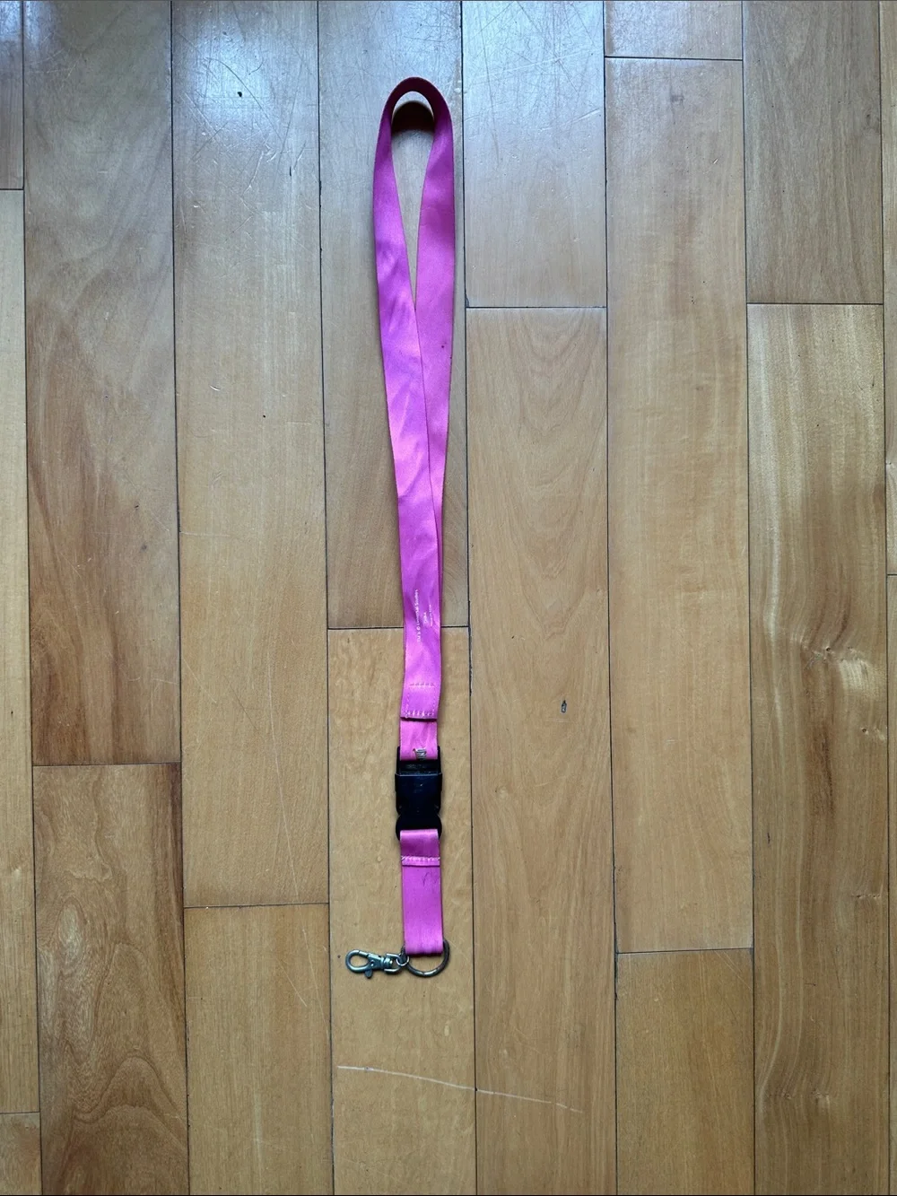 Universal Pink Lanyard Key & Card Holder with Printed Globe Accents